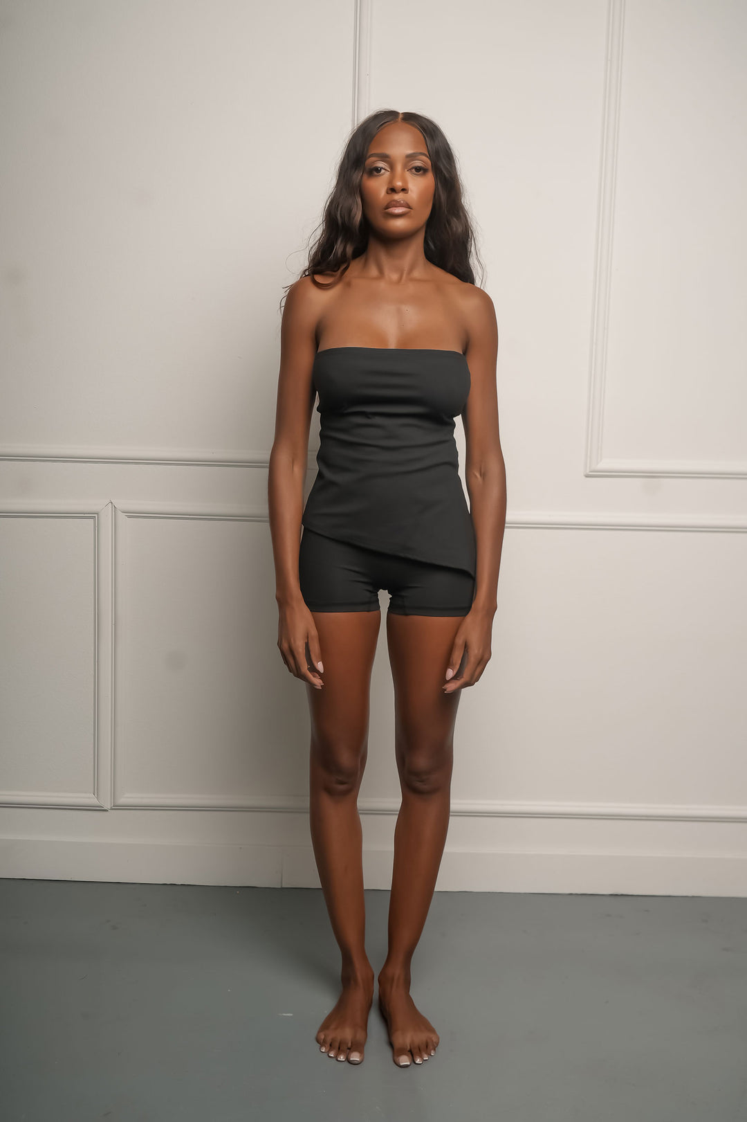 Asymmetric Tube Top - Black
