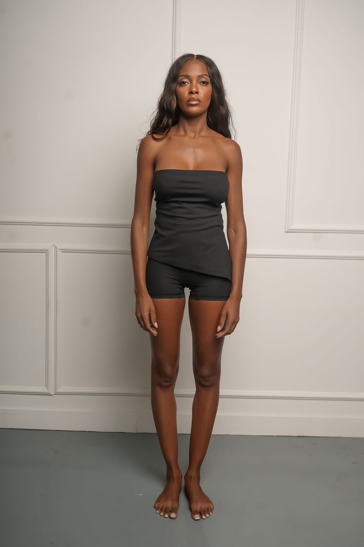 Asymmetric Tube Top - Black