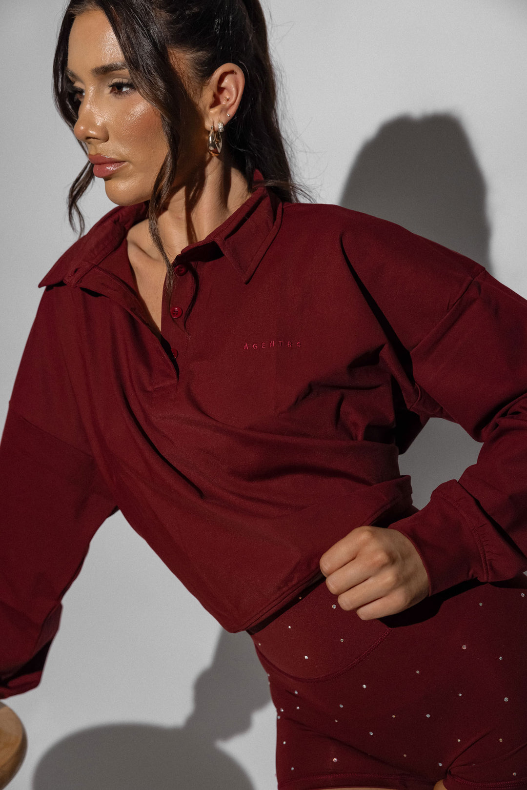 Oversized Varsity Polo - Burgundy