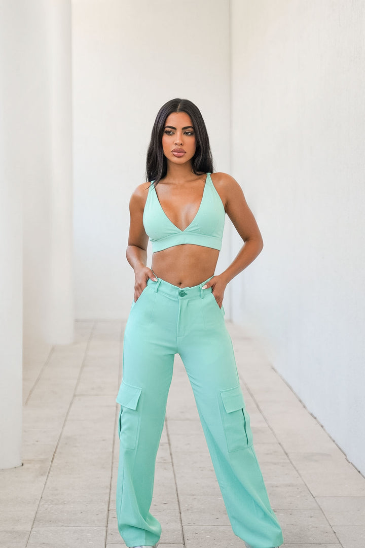 Chloe Cargo Pant - Mint