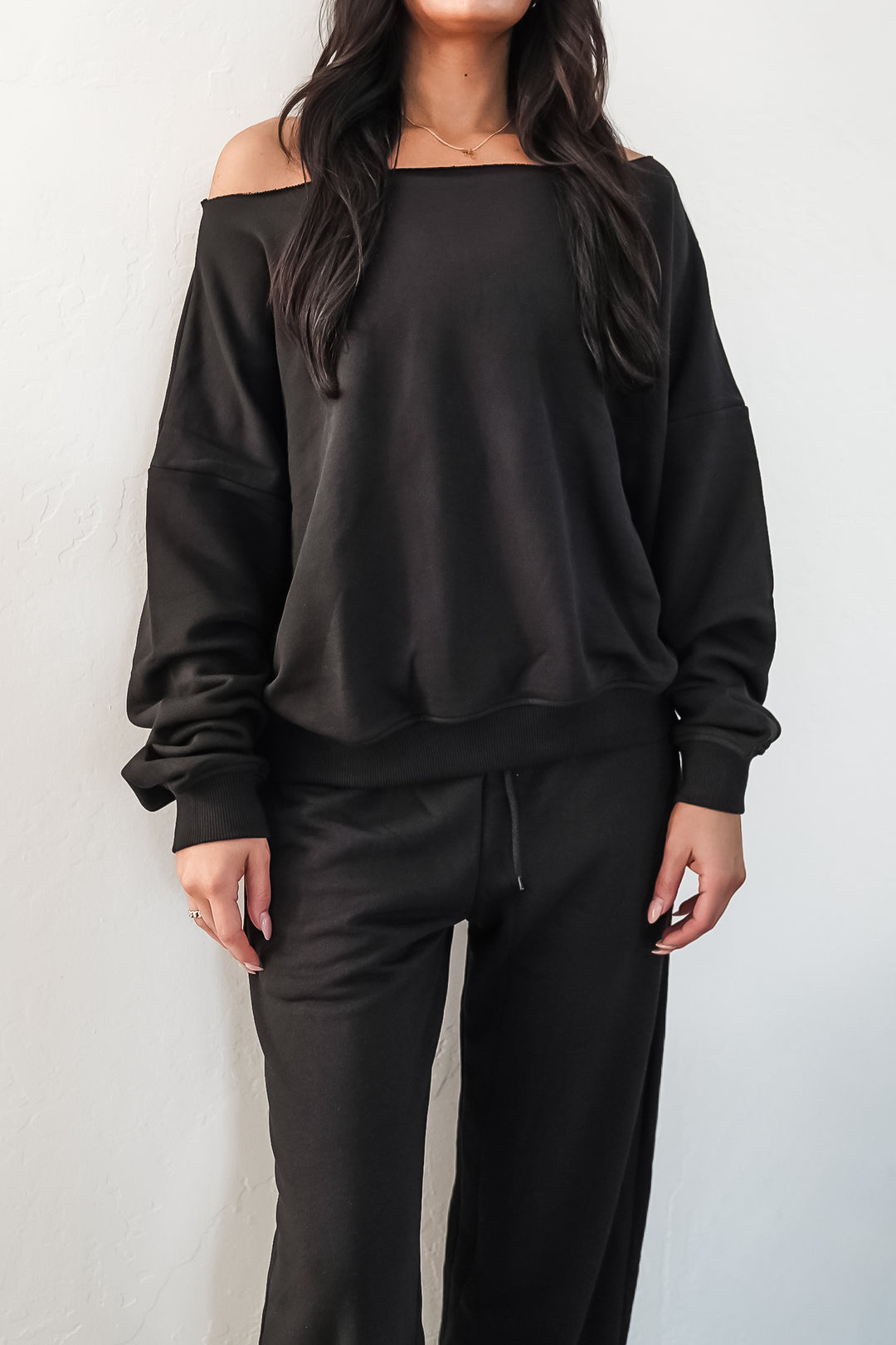 Oversized Wide Leg Sweatpant - Black