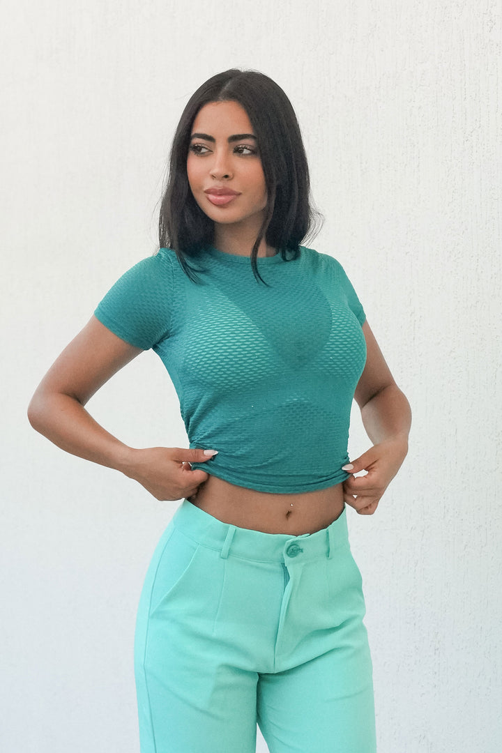 Melissa Mesh Tee - Jade