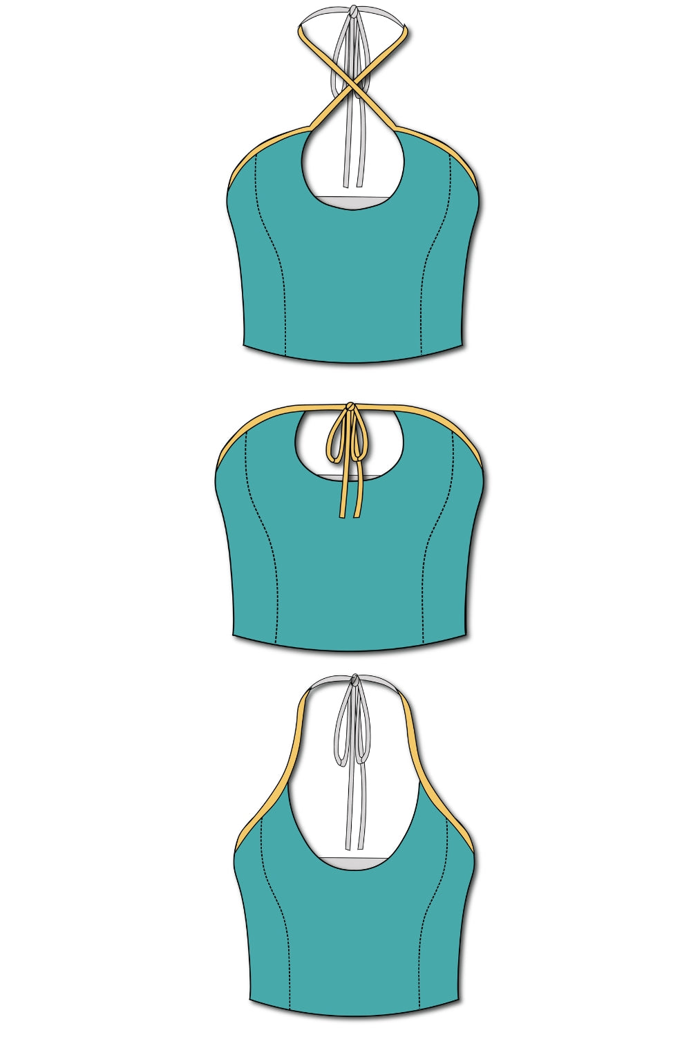 Kristi Convertible Top - Turquoise Sunflower