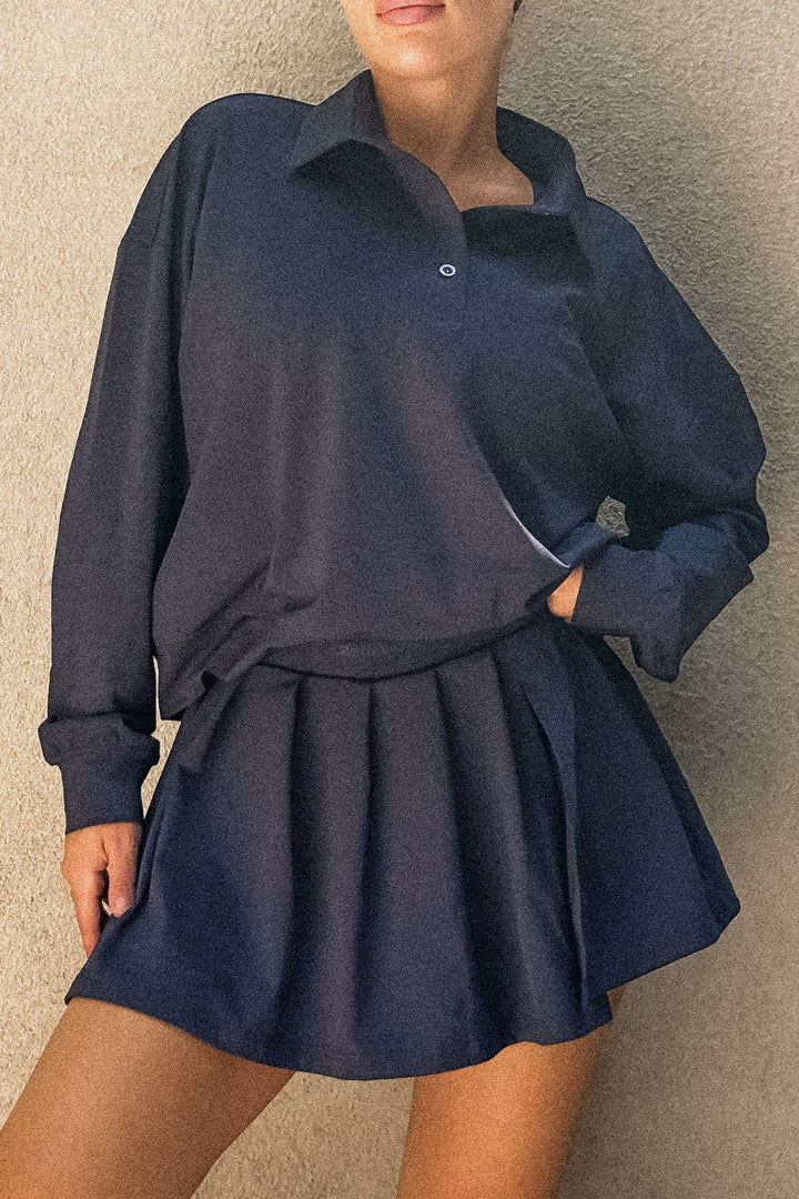 Oversized Varsity Polo - Nightfall