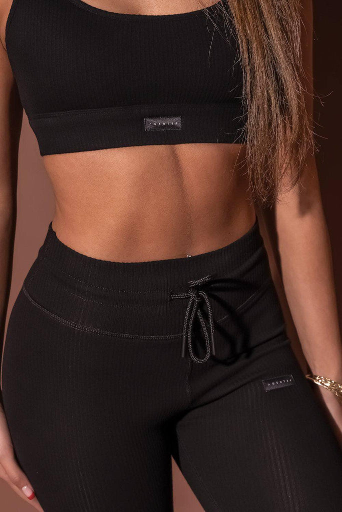 COTTON RIB DAYDREAMER CROP - Black Rib