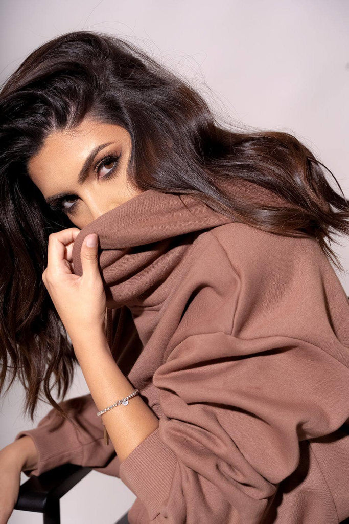 TERRY FLEECE NEWPORT HOODIE - Brownie