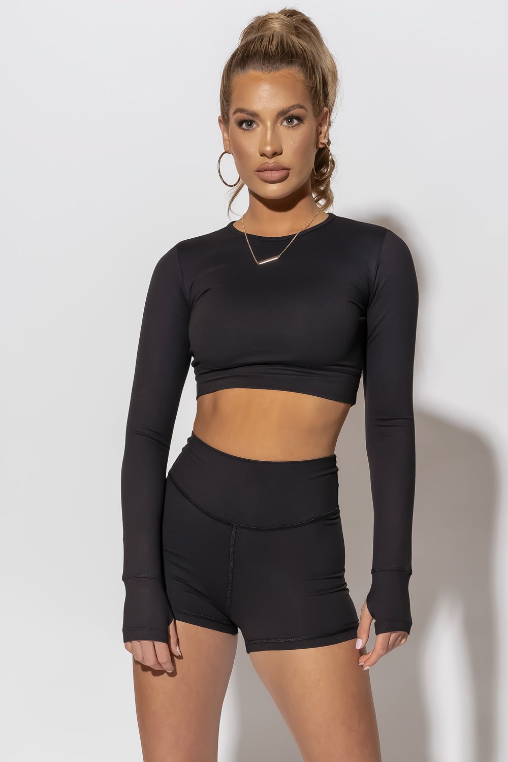 Everyday Blogger L/S Crop Top - Black