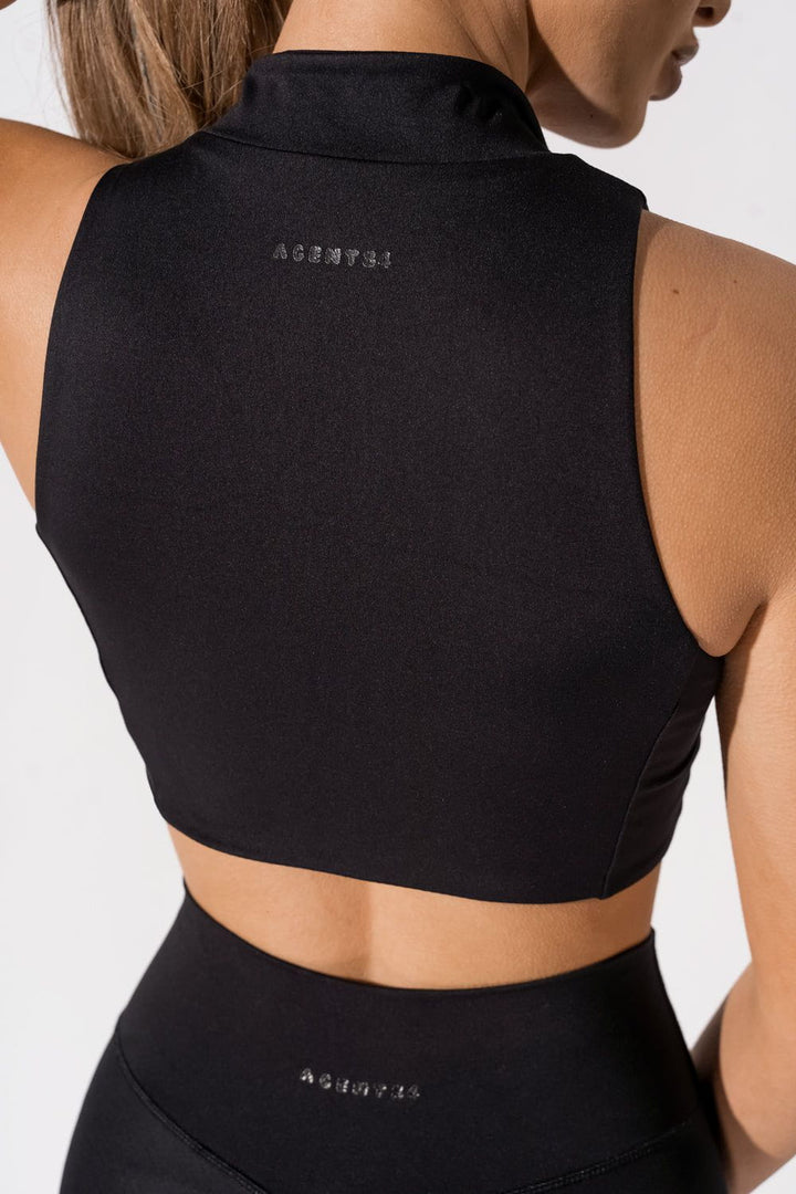 Contour Zip Crop - Black Widow