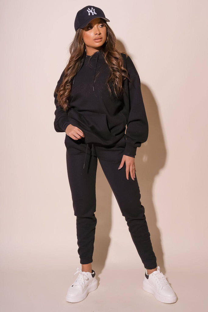 TERRY FLEECE NEWPORT HOODIE - Black