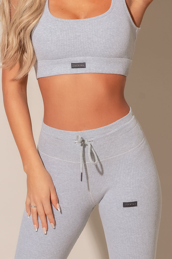 COTTON RIB DAYDREAMER CROP - Heather Grey Rib